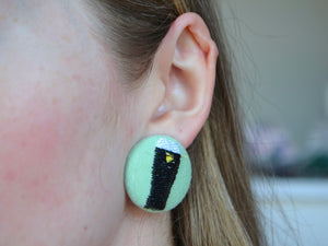 Guinness Button Earrings - Sage Green