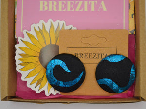 Blazing Blue Button Earrings - Large And Small