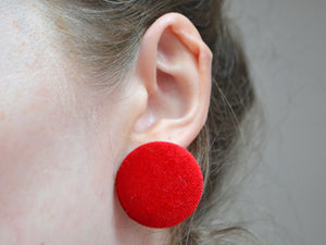 Red Velvet Button Earrings