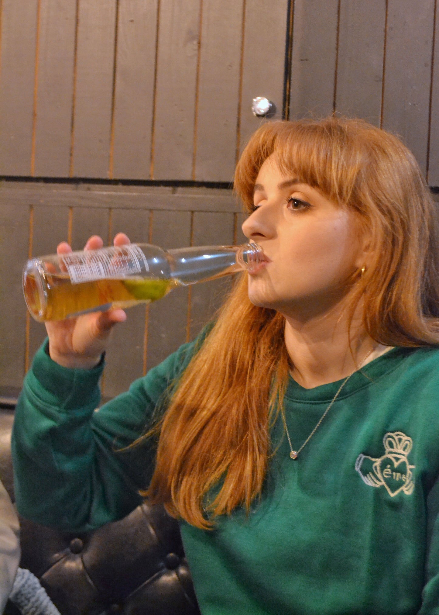 Green Claddagh Sweatshirt – White Embroidery