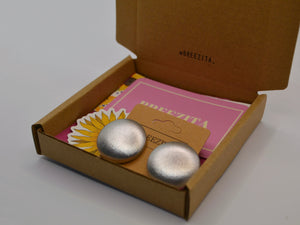 Silver Foil Button Earrings