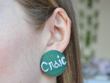 Load image into Gallery viewer, Irish Craic Button Earrings - Bottle Green