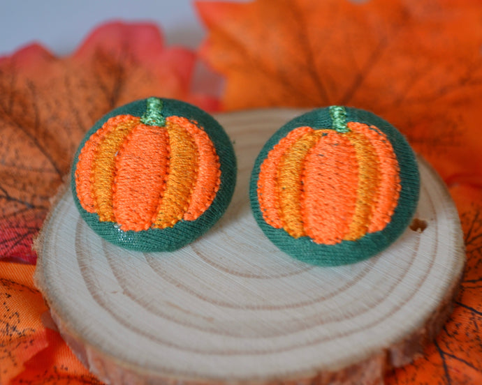 Pumpkin Button Earrings - Bottle Green