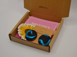 Blazing Blue Button Earrings - Large And Small