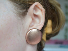 Load image into Gallery viewer, Rose Gold Foil Button Earrings