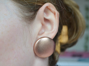 Rose Gold Foil Button Earrings