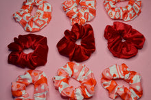 Load image into Gallery viewer, Handmade Red Scrunchy Bundle: Heart Hair Accessories