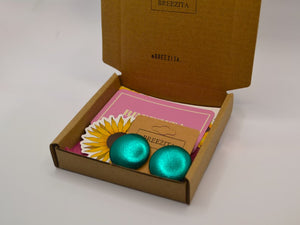 Green Foil Button Earrings