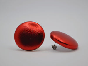 Red Foil Button Earrings