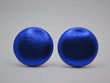 Load image into Gallery viewer, Royal Blue Foil Button Earrings