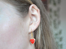 Load image into Gallery viewer, Red Love Heart Hook Earrings - Valentines