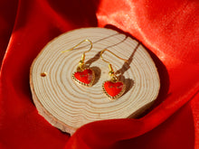 Load image into Gallery viewer, Red Love Heart Hook Earrings - Valentines