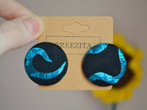 Blazing Blue Button Earrings - Large And Small