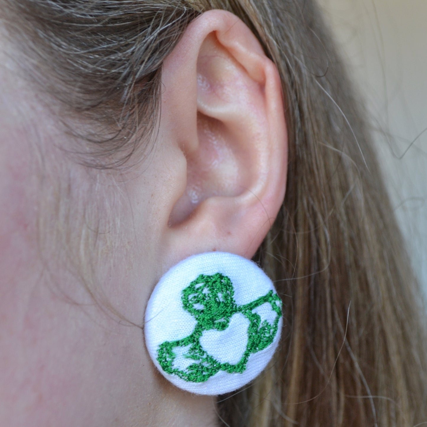 White Claddagh Button Earrings - Studs & Clip-Ons