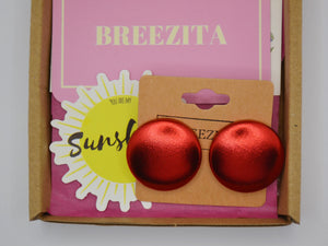 Red Foil Button Earrings