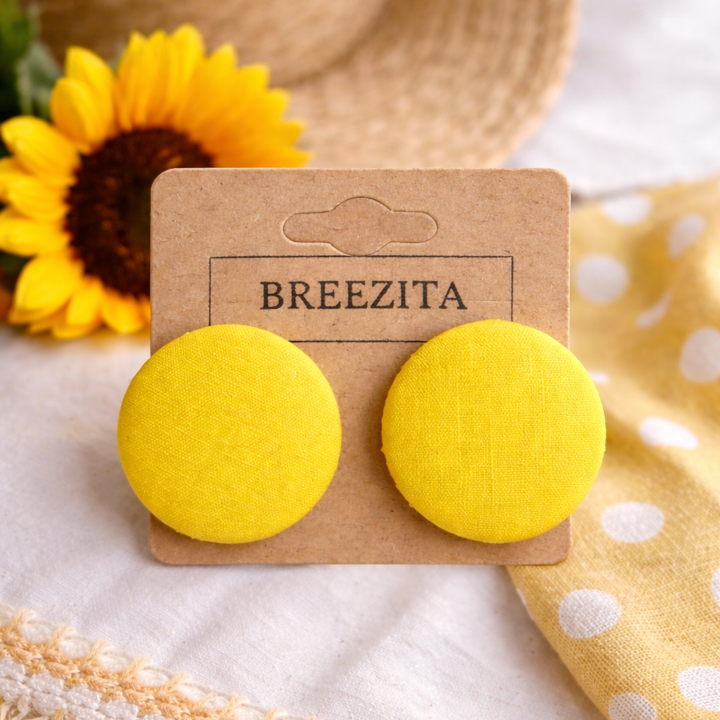Yellow Button Earrings