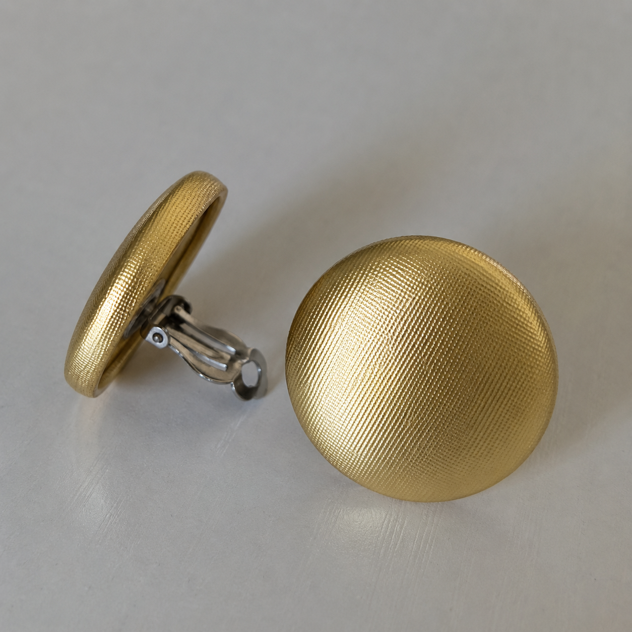 Gold Foil Button Earrings -Clip-ons