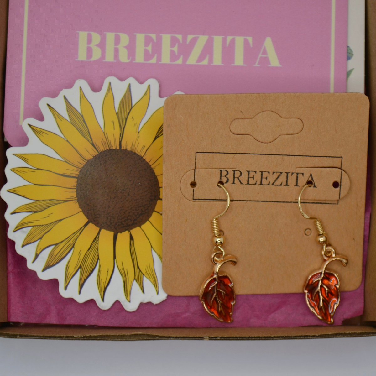 Ready-Made Red Autumn Leaf Hook Earrings