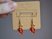 Load image into Gallery viewer, Autumn Leaf Hook Earrings  - Hypoallergenic Gold Hooks