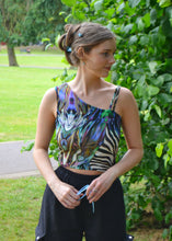 Load image into Gallery viewer, Wild Harmony Asymmetrical Top - Animal Print One Shoulder Top With Staps