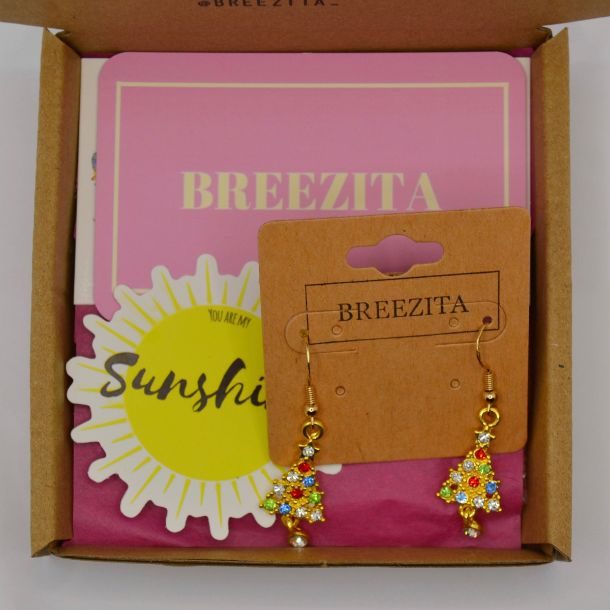 Gold Christmas Tree Hook Earrings - Christmas