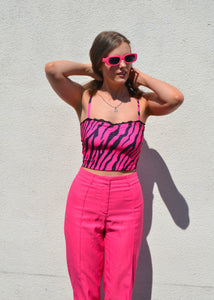 Pink Zesty Zebra Lace Strappy Top