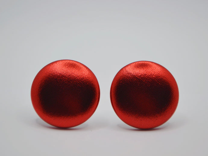 Red Foil Button Earrings