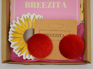 Red Velvet Button Earrings