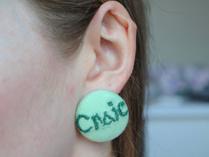 Irish Craic Button Earrings - Sage Green