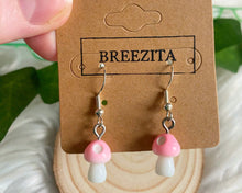 Load image into Gallery viewer, Baby Pink Mushroom Hook Earrings