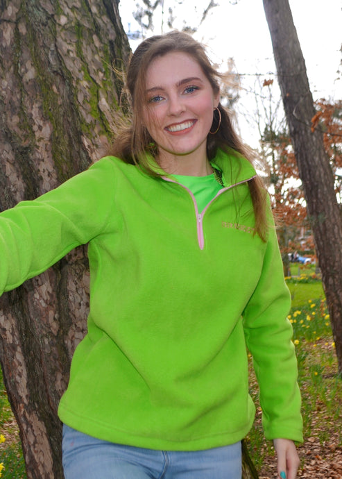 Green Breezita Quarter Zip - Pink Zip