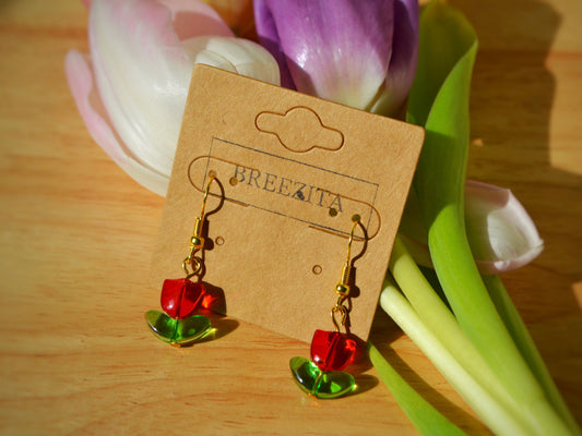 Tulip Hook Earrings - Red