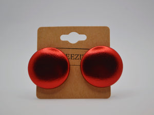 Red Foil Button Earrings