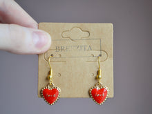 Load image into Gallery viewer, Red Love Heart Hook Earrings - Valentines