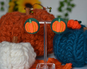 Pumpkin Button Earrings - Bottle Green