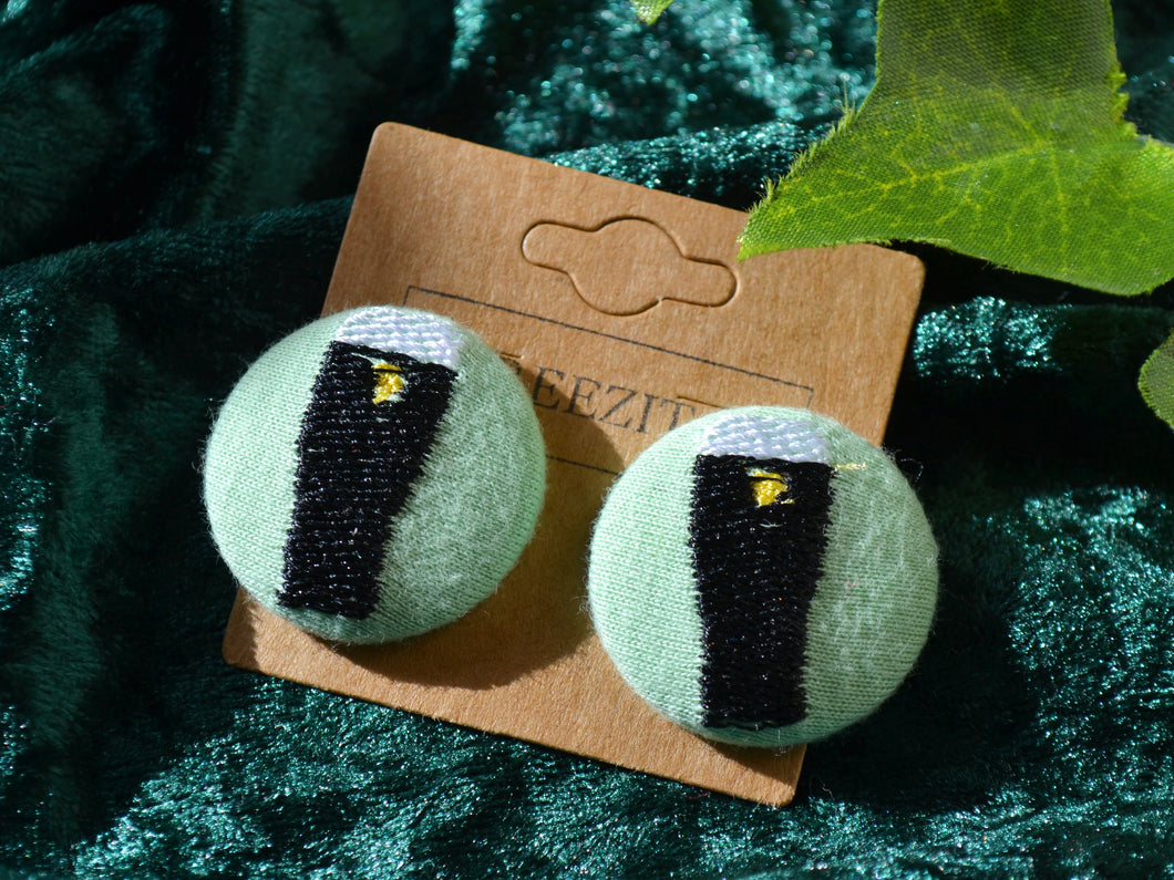 Guinness Button Earrings - Sage Green