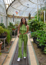 Load image into Gallery viewer, Wild Python Flared Trousers - Green Snake Skin Print Trousers Two Piece Outfit