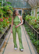 Load image into Gallery viewer, Wild Python Flared Trousers - Green Snake Skin Print Trousers Two Piece Outfit