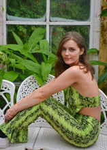 Load image into Gallery viewer, Wild Python Top - Green Snake Skin Print Halterneck Top Two Piece Outfit