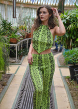 Load image into Gallery viewer, Wild Python Top - Green Snake Skin Print Halterneck Top Two Piece Outfit