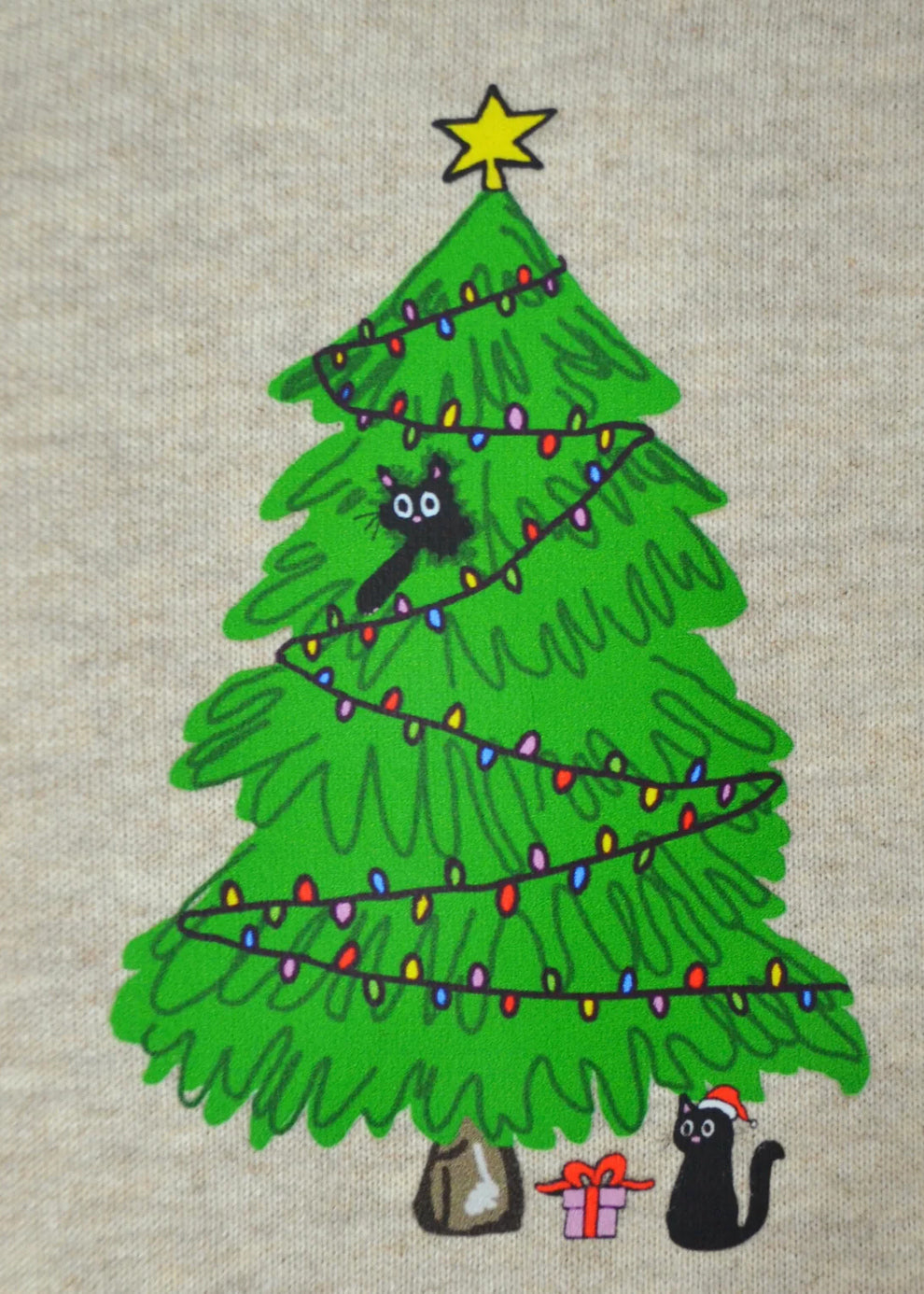 Christmas Cat Sweatshirt with Nollaig Shona Sleeve