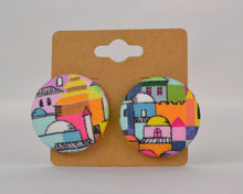 Load image into Gallery viewer, Colourful Village Button Earrings - Large And Small