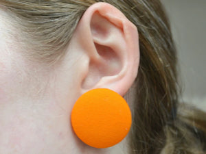 Orange Button Earrings