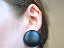 Load image into Gallery viewer, Black Foil Button Earrings