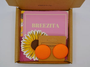 Orange Button Earrings