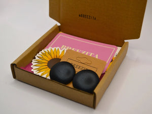 Black Foil Button Earrings