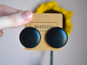 Black Foil Button Earrings