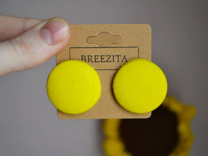 Yellow Button Earrings