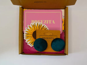 Green Velvet Button Earrings