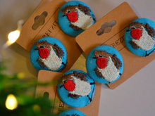 Load image into Gallery viewer, Robin Redbreast Button Earrings: Handmade Unforgettable Sentimental Christmas Treasures